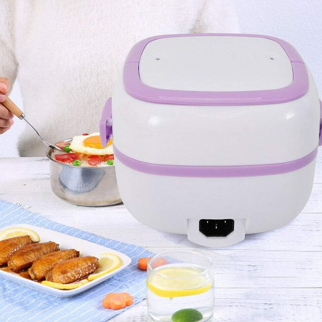 Electric Lunch Box Portable Food Warmer Food Heating Lunch Box Removable Food-Grade Stainless Steel Compartments, 220V 200W, for Car, Truck, officeÂ 