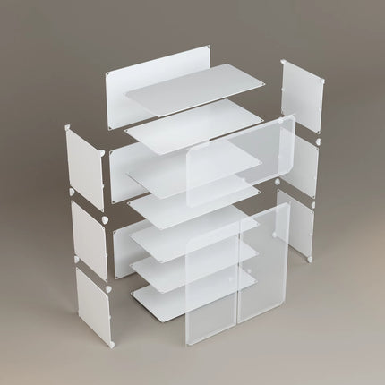 ND MART DIY Modular Plastic Modern Eco-Friendly Cube Storage Organizer Large Capacity Multi-functional Cabinet Doors for Closet Shoe 2 LYER