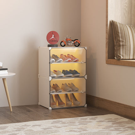 ND MART DIY Modular Plastic Modern Eco-Friendly Cube Storage Organizer Large Capacity Multi-functional Cabinet Doors for Closet Shoe 2 LYER