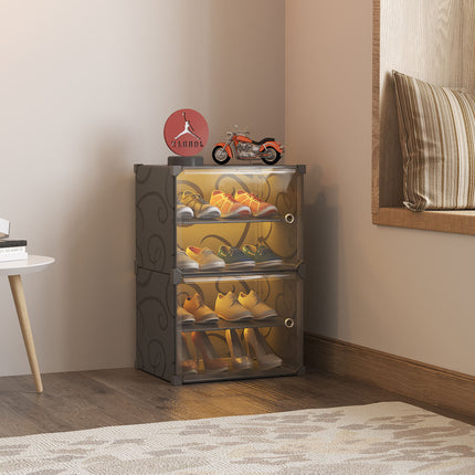 ND MART DIY Modular Plastic Modern Eco-Friendly Cube Storage Organizer Large Capacity Multi-functional Cabinet Doors for Closet Shoe 2 LYER