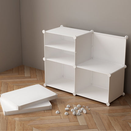 ND MART DIY Modular Plastic Modern Eco-Friendly Cube Storage Organizer Large Capacity Multi-functional Cabinet Doors for Closet Shoe 2 LYER