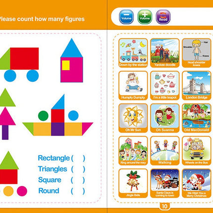 Study book for kids with interactive numbers and letters