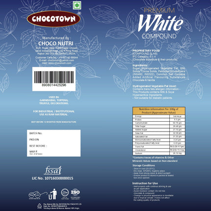 Chocotown Premium White Choco Compound Slab, 500gm