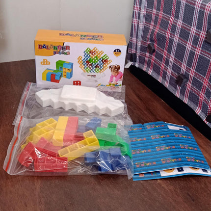 3D Tower Game, Tower Balance Game, Tower Stacking Game Adult Kid Tower Stacking Blocks Balance Game Blocks Building Toys for Kids Age 3+ Years (16 Pcs Set)