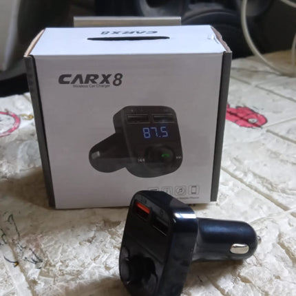CAR-X8 Bluetooth FM Transmitter Kit for Hands-Free Call Receiver / Music Player / Call Receiver / Fast Mobile Charger Ports for All SmartphonesÂ with 3.1A Quick Charge Dual USB Car Charger