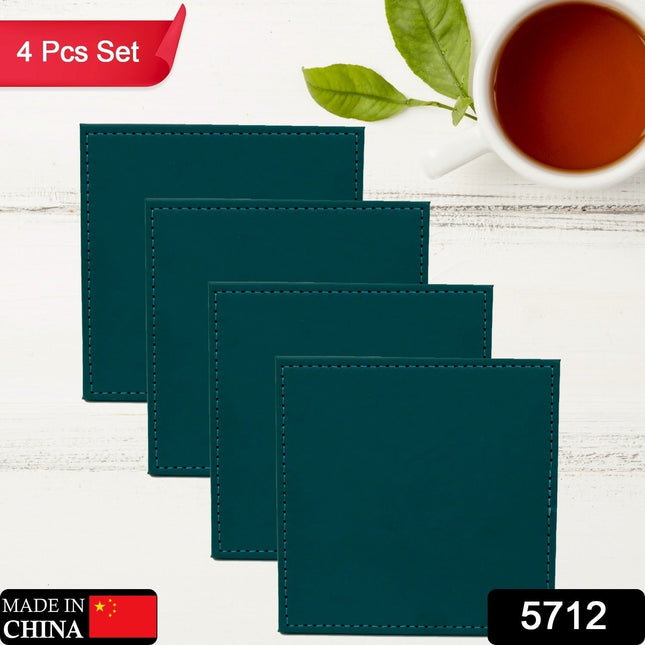 Square Leather Tea Coaster Set â€“ Durable Dining & Coffee Table Decor (4 Pc)