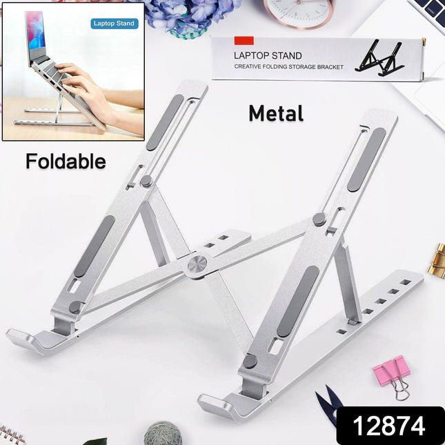 Metal Portable Laptop Stand â€“ 6-Angle Adjustable Riser for Laptops, Phones & Tablets