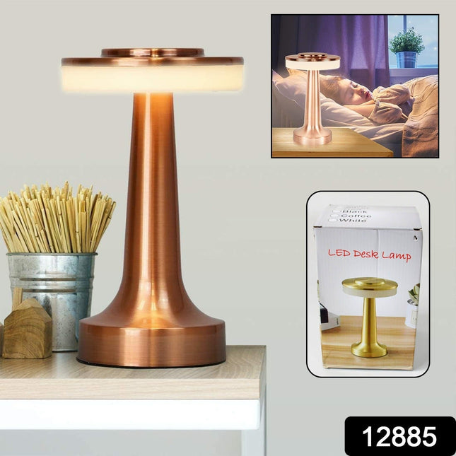Touch LED Metal Desk Lamp â€“ USB Rechargeable, 3 Colors/Brightness Levels, Dimmable Eye Protection (1 Pc)