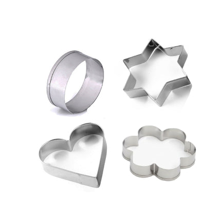 0827 Cookie Cutter Stainless Steel Cookie Cutter with Shape Heart Round Star and Flower (4 Pieces)