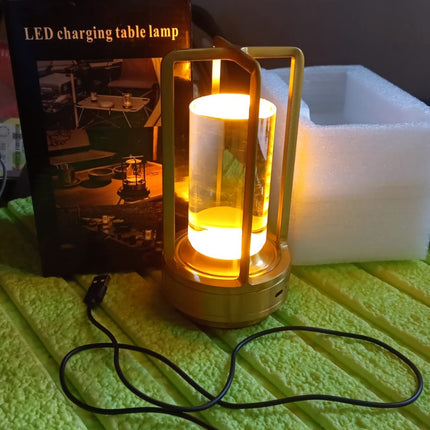 Crystal Lantern Lamp, Crystal Lantern Table Lamp, 3 Colors Rechargeable Cordless Led Lights for Restaurant / Bedroom Lights (1 Pc)
