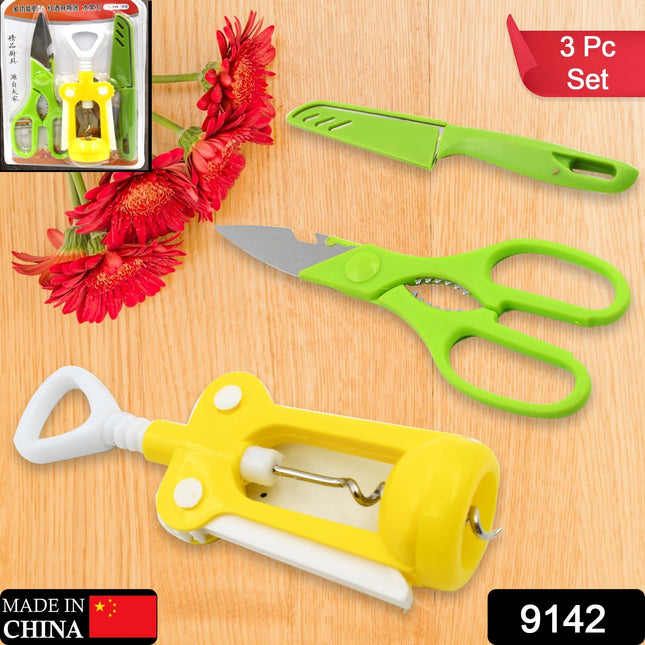 Multifunction Kitchen Tool Set â€“ Stainless Steel & Plastic Knife and Scissors