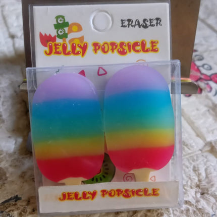 Jelly Popsicle Erasers â€“ Cute & Fancy Mini Erasers for Kids (2 Pc Set, Mix Design)