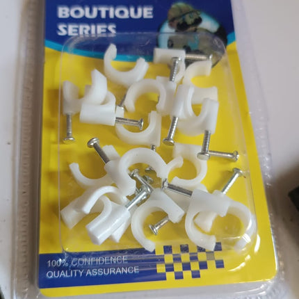Wire Wall Clips, Plastic Cable Clips Round Wire Pins with Steel Nail (20 Pcs Set)