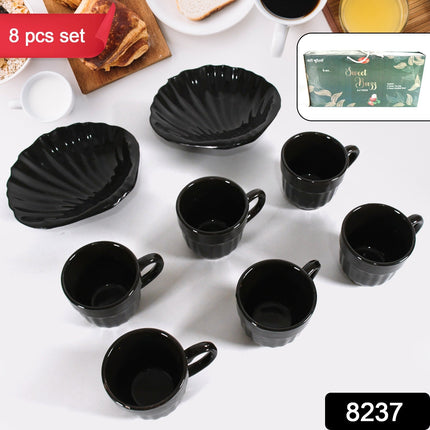 Sweet Buzz 8-Piece Seashell Ceramic Cup Set â€“ Ideal for Home & Gifts