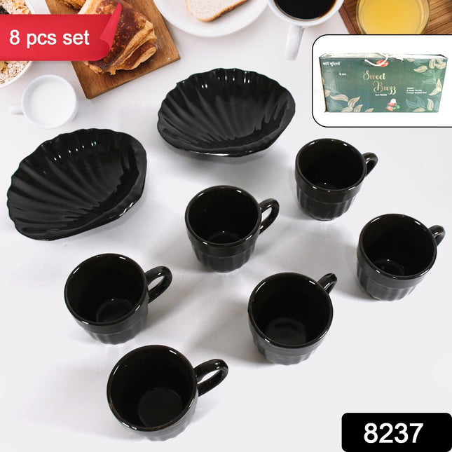 Sweet Buzz 8-Piece Seashell Ceramic Cup Set â€“ Ideal for Home & Gifts