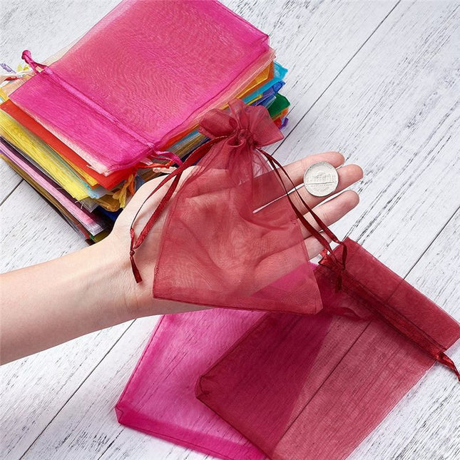 Organza Drawstring Gift Bags â€“ Small Mesh Pouches for Wedding, Party & Festival Favors (50 Pcs Set)